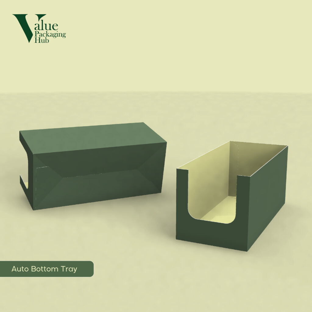 Custom auto bottom trays for organized product presentation and secure stacking.