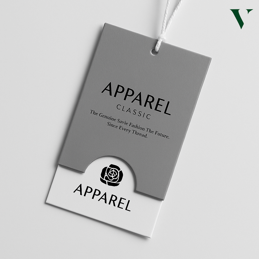 Custom hang tags highlighting garment information with eco-friendly materials
