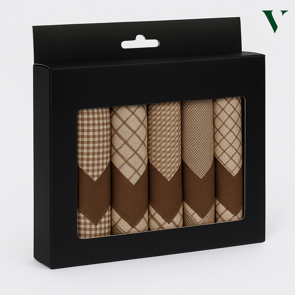 Customized packaging of a handkerchief to display in retail with brand recognition