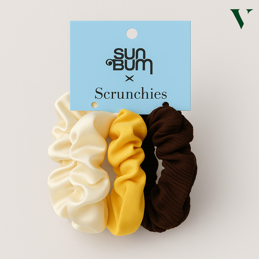Cool custom scrunchies packaging shows playful patterns for display