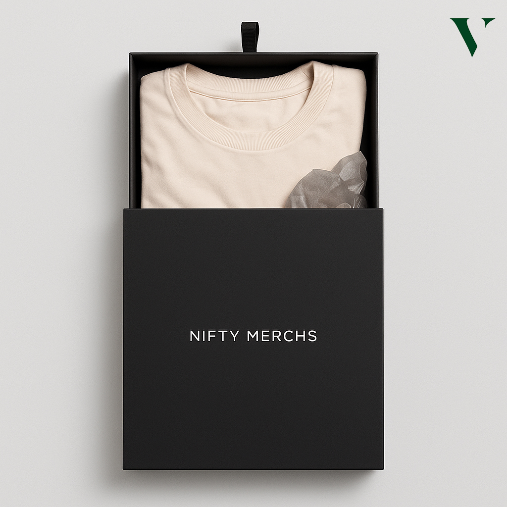 Eco-friendly shirt boxes made from recycled materials with branding