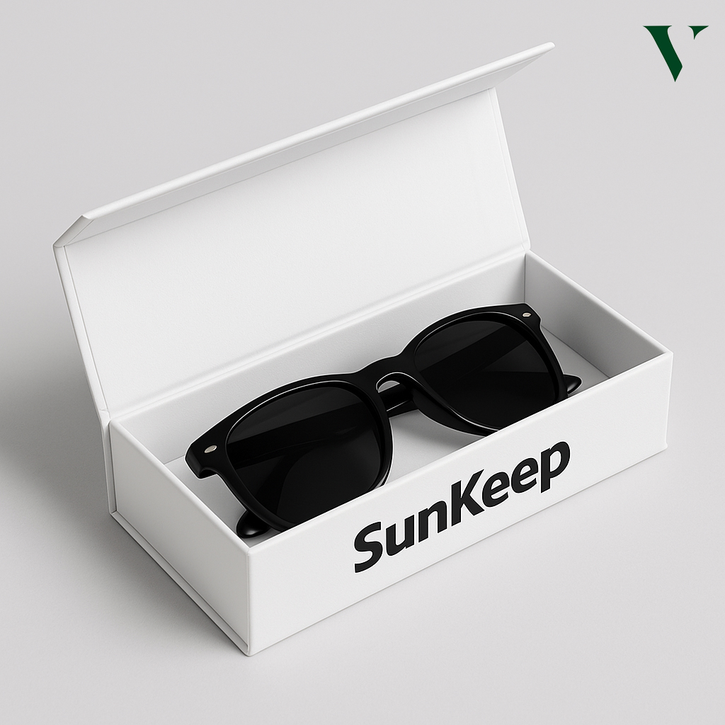 Custom sunglasses packaging with protective qualitative foam inserts