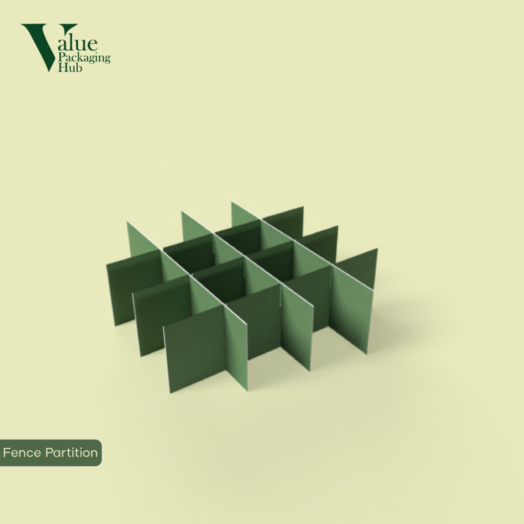 Custom fence partition boxes with free shipping from Value Packaging Hub.