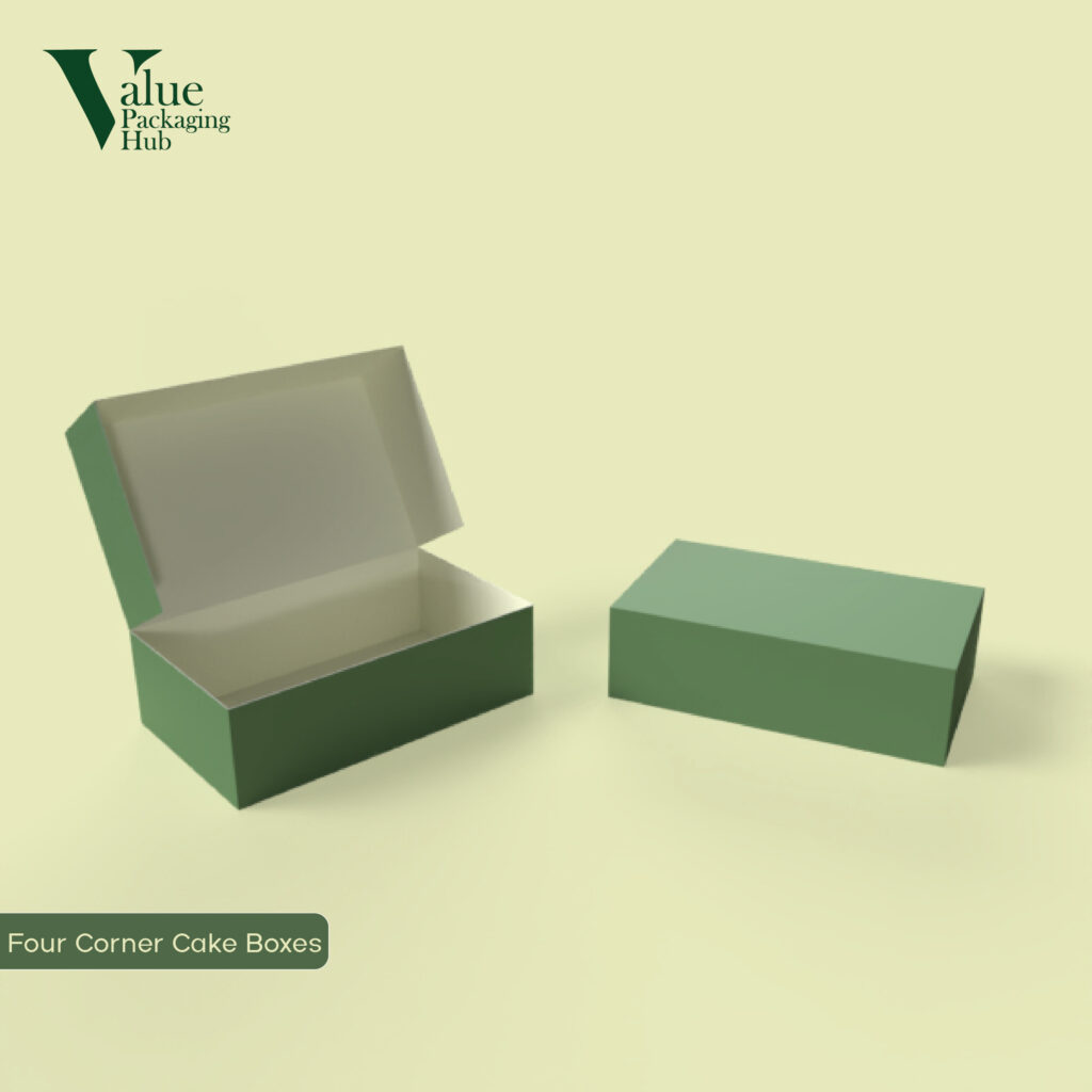 Custom four corner cake boxes for safe bakery packaging solutions