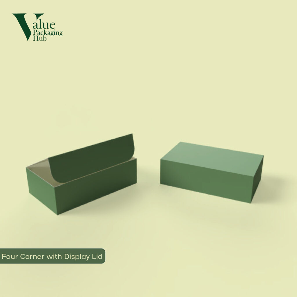 Transparent custom four corners with display lid boxes for visible merchandise showcasing