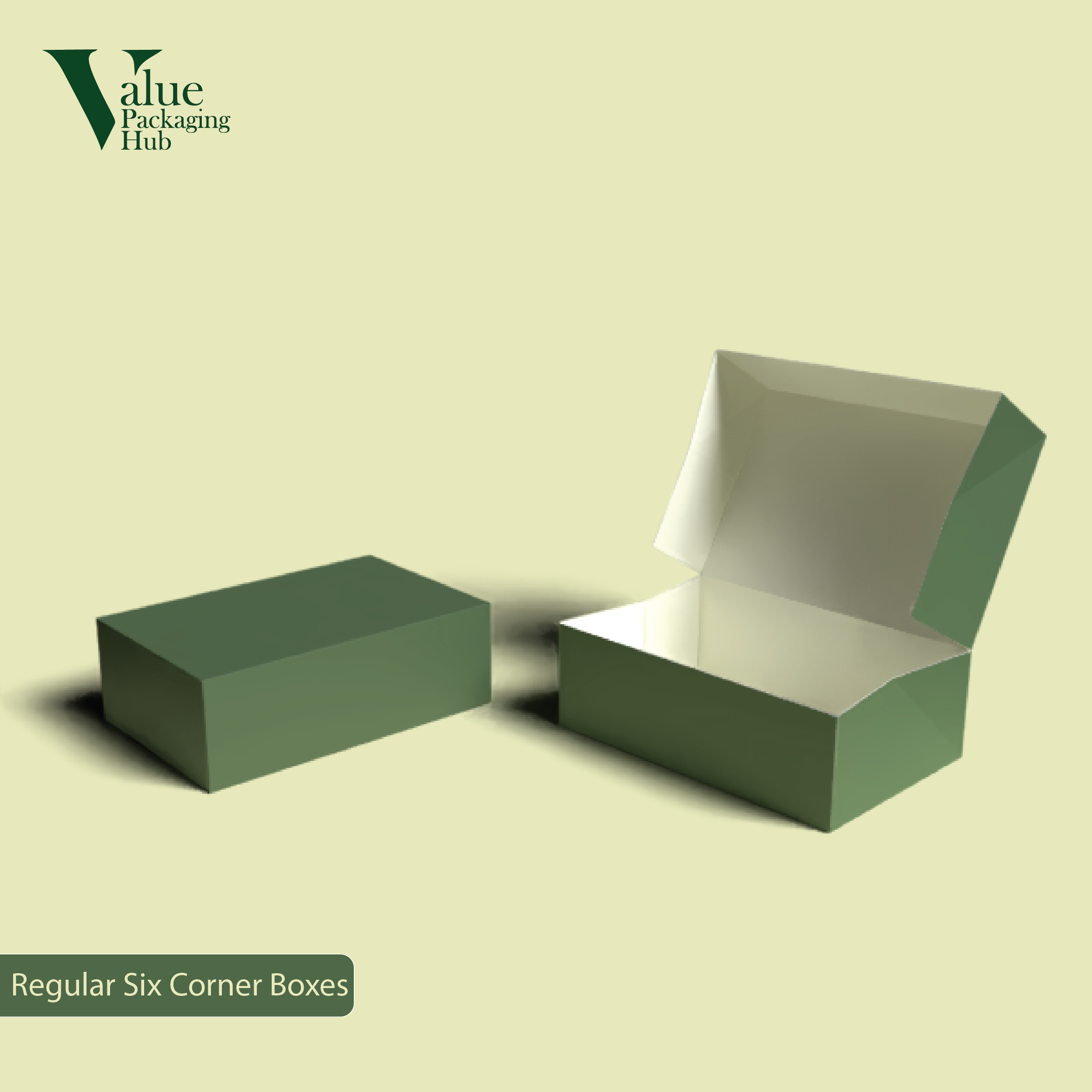 Quick pop-up assembly of custom six corner boxes for retail products