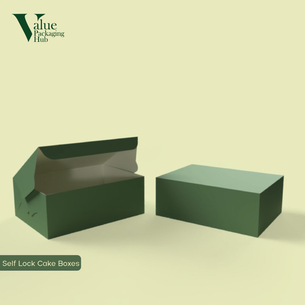 Premium custom self-lock cake packaging box for bakery branding and a sustainable look