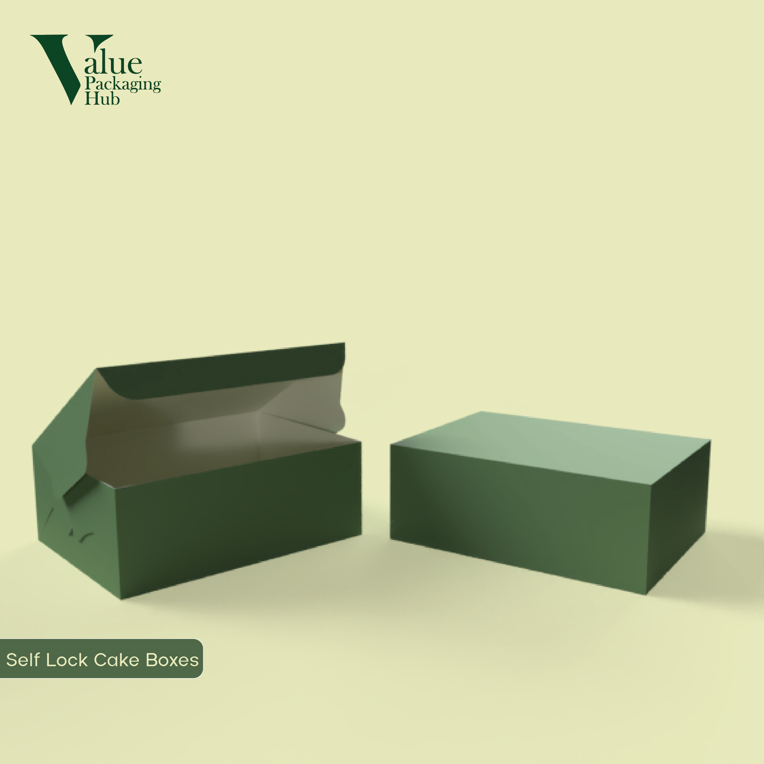 Premium custom self-lock cake packaging box for bakery branding and a sustainable look