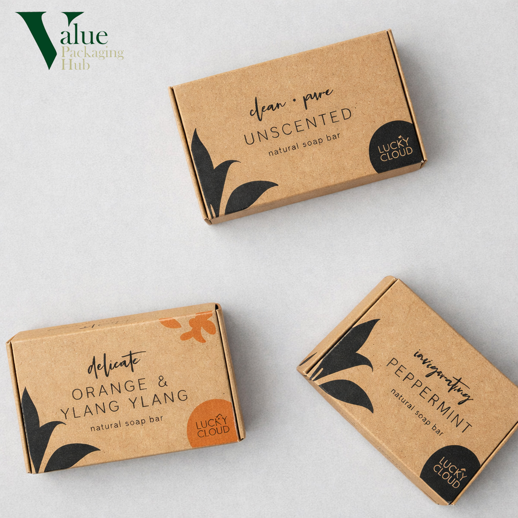 Affordable eco friendly soap packaging for responsible product presentation.