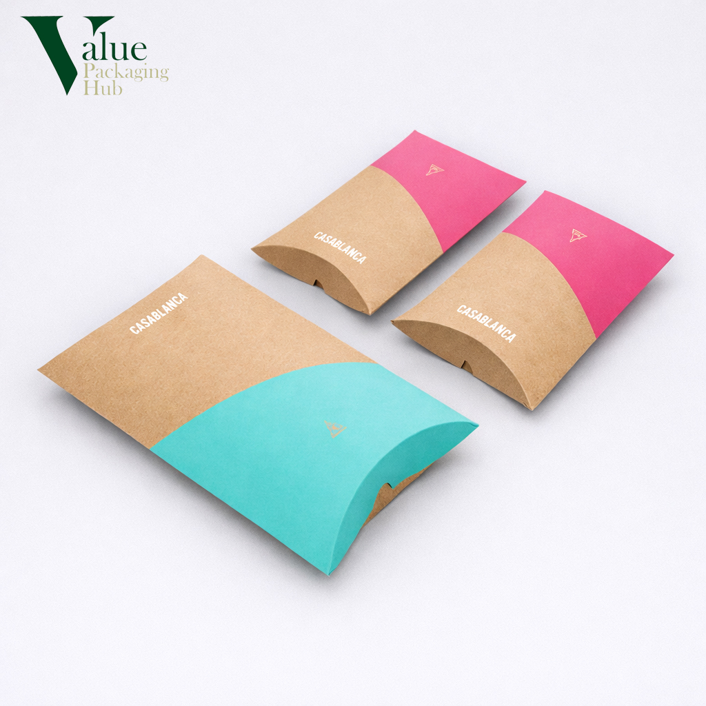 Party planners enjoy Kraft pillow boxes for decorative packaging.