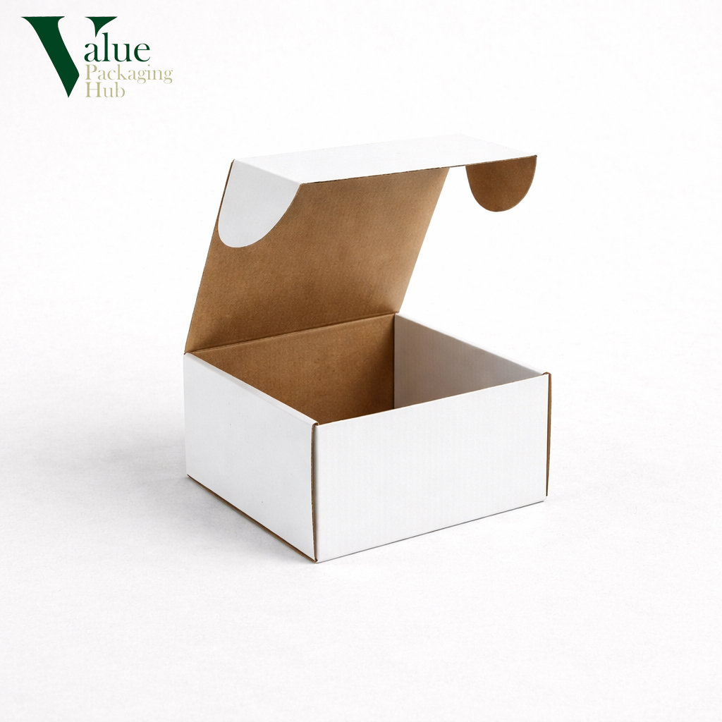 White Kraft boxes provide a luxury look for modern packaging.