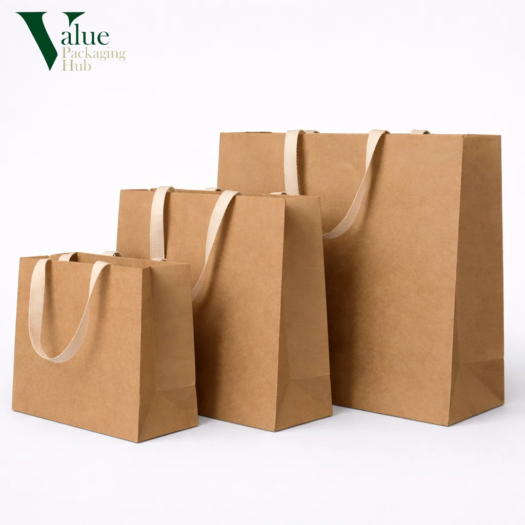 Stores improve branding using Kraft paper bags with custom printing.