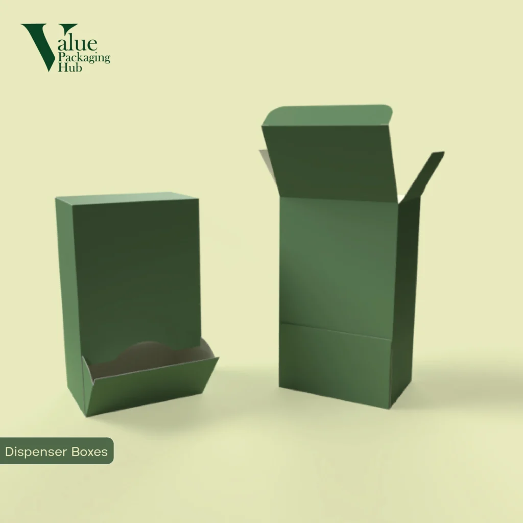 Custom dispenser boxes for retail product packaging
