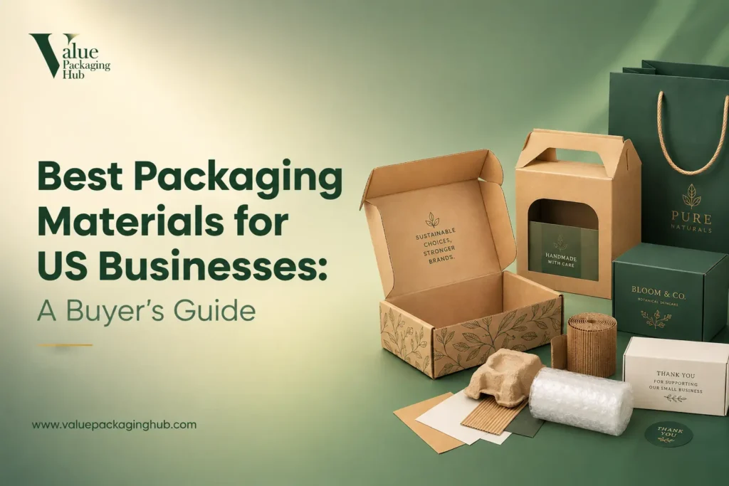 A comparison of packaging materials including kraft paper, corrugated fiberboard, bubble wrap and foam used by US businesses
