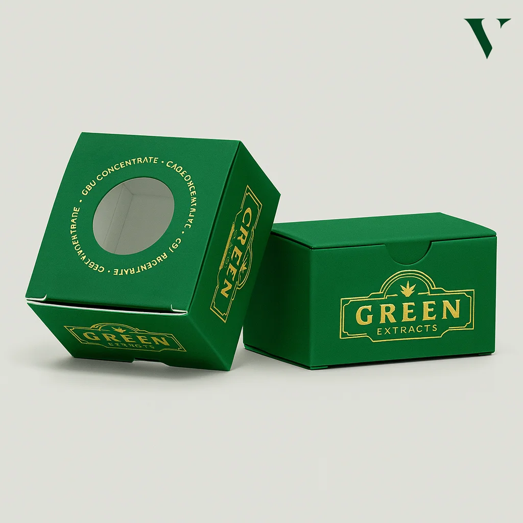 Small custom CBD shatter boxes with silicone-lined parchment inserts