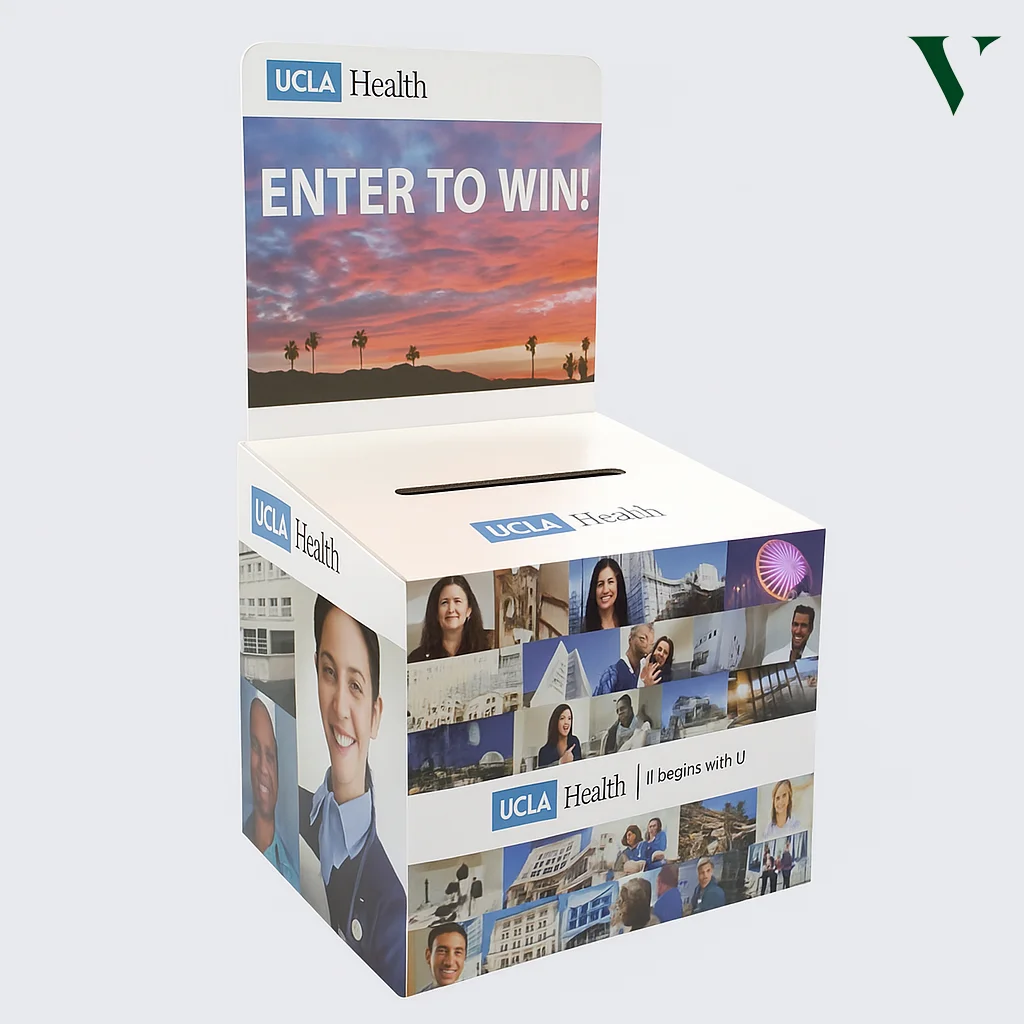 Custom printed ballot packaging with safe slots for voting, raffles, and suggestions.