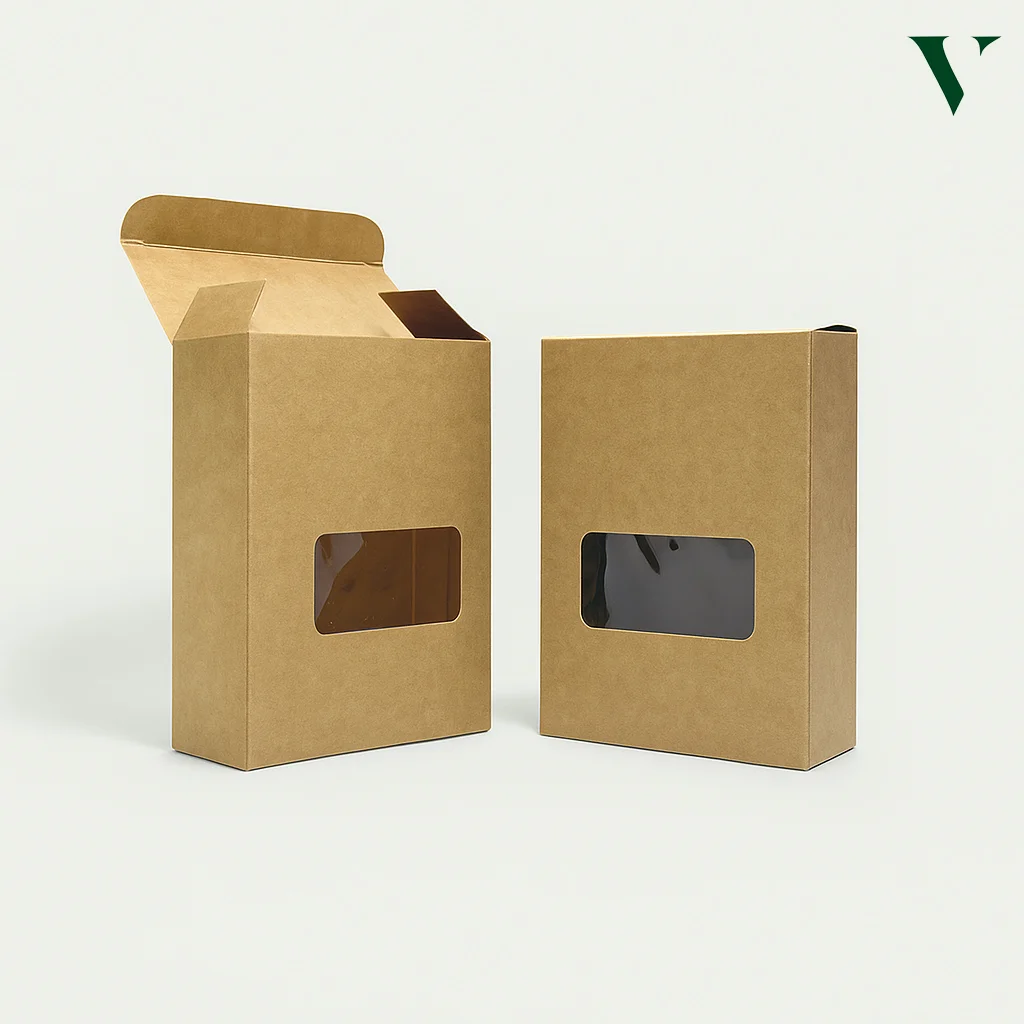 Die cut window boxes for various retail products