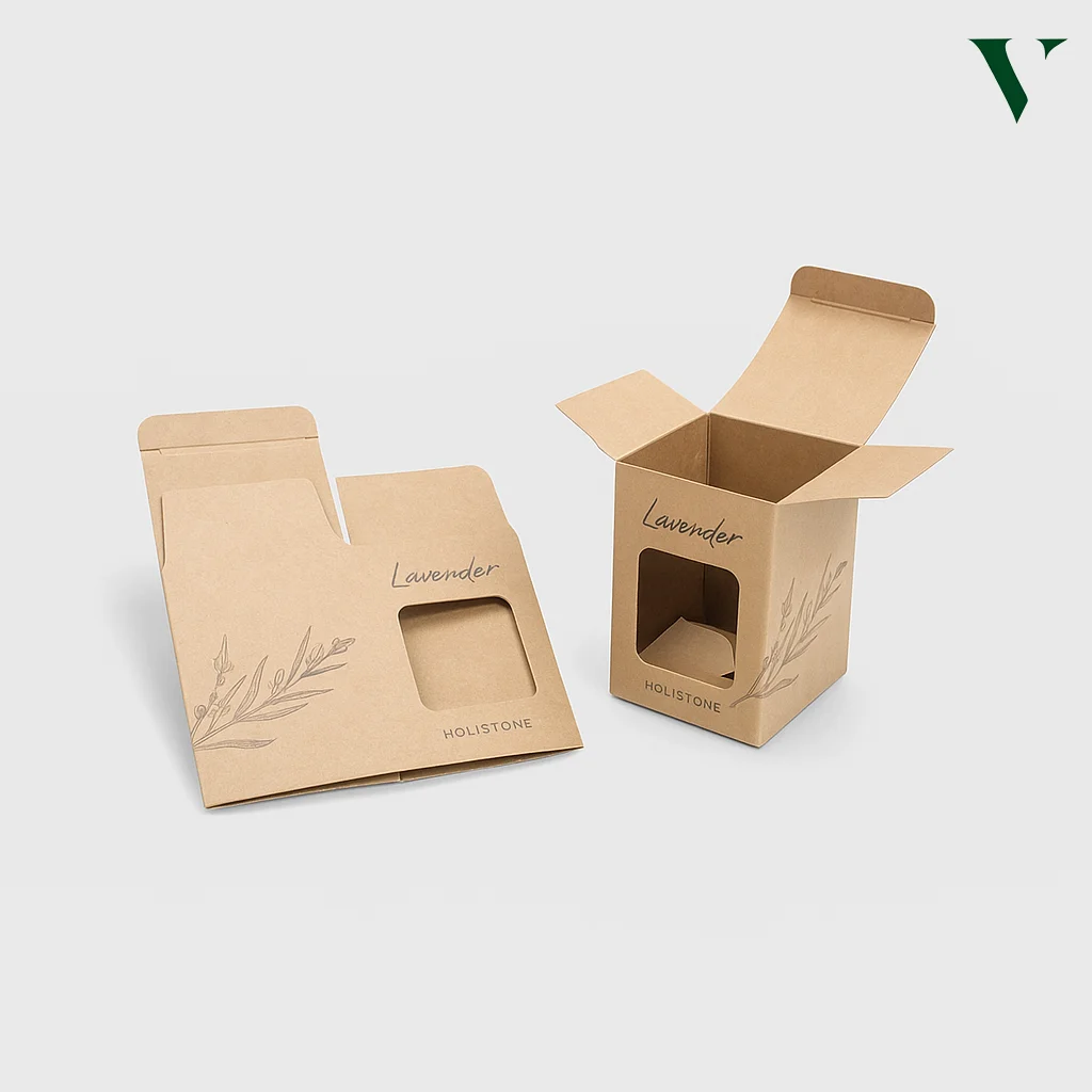 Easy-to-assemble Kraft boxes at a retail store.