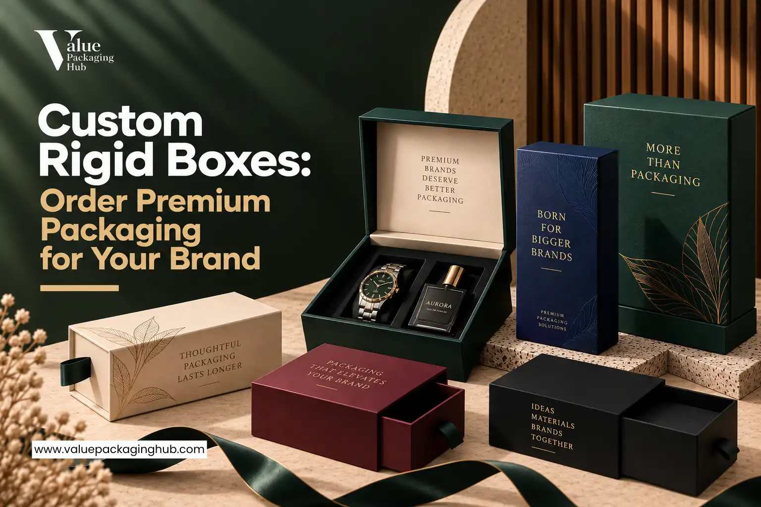 Custom rigid boxes with premium finishes for luxury product packaging